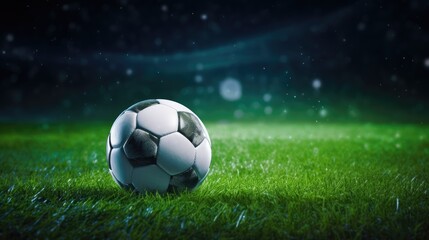 Naklejka premium Soccer ball on the green field
