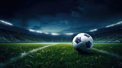 Obraz premium Soccer ball on the green field