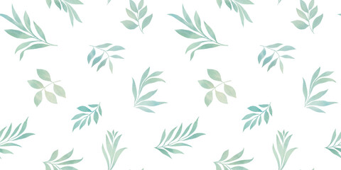 watercolor flowers on white background, seamless botanical pattern