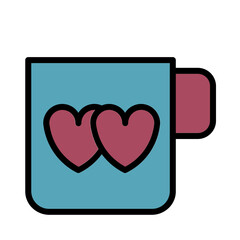 Cups Drinks Hearts Filled Outline Icon