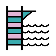 Jumping Pool Swim Filled Outline Icon