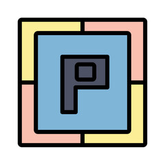 Car Park Garage Filled Outline Icon