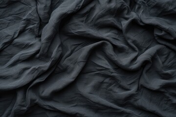 Black cotton bedding materials with diverse textures - obrazy, fototapety, plakaty