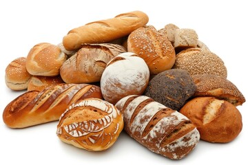 Various breads on a white background
