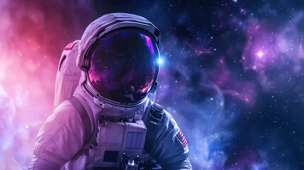 3d render of surreal astronaut in the space with milky way background.