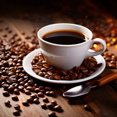 Naklejka premium コーヒーとコーヒー豆