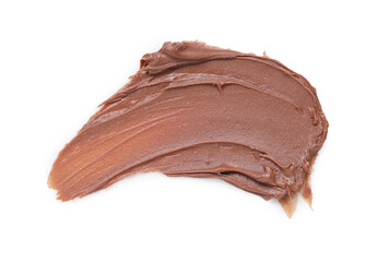 Smears of tasty nut butter isolated on white, top view