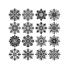 set minimal Snowflakes vector snow vector icon silhouette vector illustration