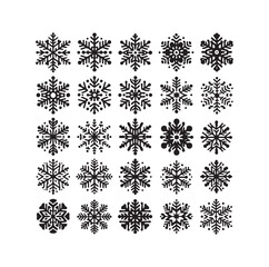 set minimal Snowflakes vector snow vector icon silhouette vector illustration