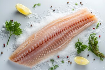 Uncooked St Pierre fish fillet on plain background
