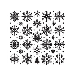 set minimal Snowflakes vector snow vector icon silhouette vector illustration