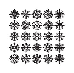 set minimal Snowflakes vector snow vector icon silhouette vector illustration