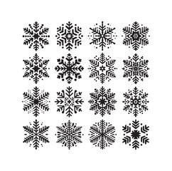 set minimal Snowflakes vector snow vector icon silhouette vector illustration