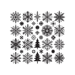 set minimal Snowflakes vector snow vector icon silhouette vector illustration