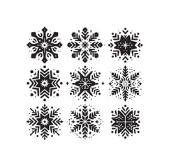 set minimal Snowflakes vector snow vector icon silhouette vector illustration