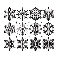 set minimal Snowflakes vector snow vector icon silhouette vector illustration