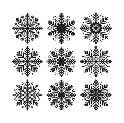 set minimal Snowflakes vector snow vector icon silhouette vector illustration