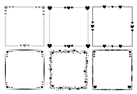 Frame with black heart mini heart black line frame rectangle border illustration
cute square design frame
