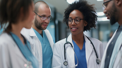 Doctors talking about a case in hospital