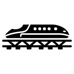 minimal japanes bullet train icon vector clipart silhouette, white background