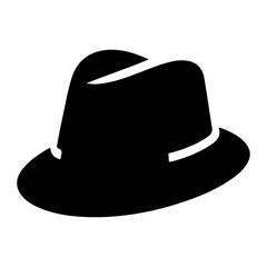 minimal Retro Hat icon, clipart, symbol, black color silhouette