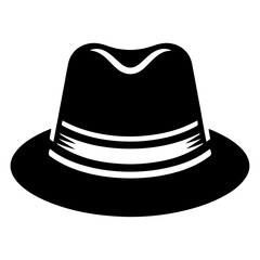 minimal Retro Hat icon, clipart, symbol, black color silhouette