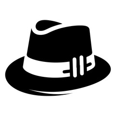 minimal Retro Hat icon, clipart, symbol, black color silhouette