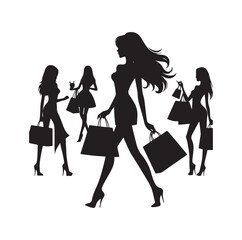 Shopping girl vector silhouette vector illustration