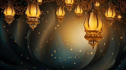 ramadan ornament lamp pattern background design