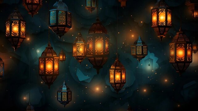 ramadan ornament lamp pattern background design