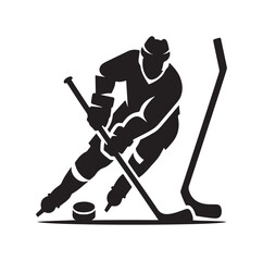 ice hockey player silhouettes icon logo vector illustration