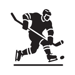 ice hockey player silhouettes icon logo vector illustration