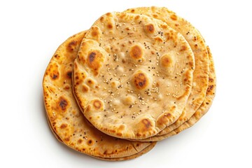 Isolated white flatbread from above