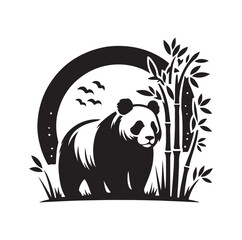 Panda vector illustration design silhouette style