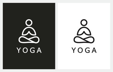 Fototapeta premium Yoga Sitting Line Art minimalist logo design vector icon 