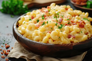 Mac n cheese Classic American or Italian favorite Homemade pasta with meats cheeses sauces
