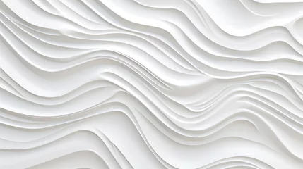 Tuinposter 立体感のある抽象的な白いウェーブ模様の背景 © AYANO