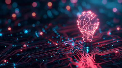 A light bulb that provides energy and a technological motherboard