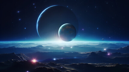 Obraz premium Cosmic illustration showing vibrant cosmic background
