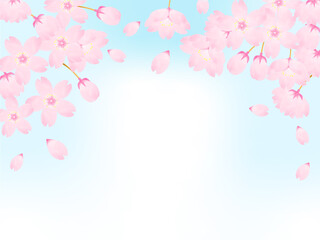 青空と春の桜のふんわりとした背景素材