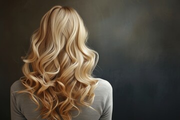 Blond hair wavy from behind