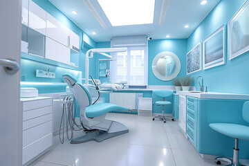 Dental clinic interior with contemporary dentistry equipment AI Generative