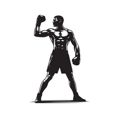 A boxer stands with a pose vector silhouette