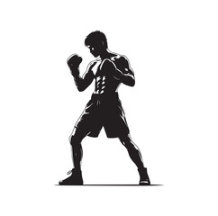 Fototapeta na wymiar A boxer stands with a pose vector silhouette