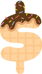 Chocolate Wafer Numbers and Symbols in Cute Style