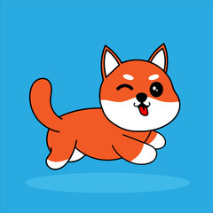 Cute Shiba Inu character. Editable character color. Sticker character. Kawai Shiba Inu dog character 