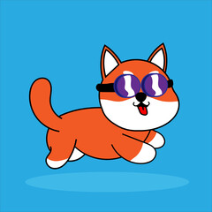 Cute Shiba Inu character. Editable character color. Sticker character. Kawai Shiba Inu dog character 