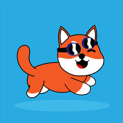 Cute Shiba Inu character. Editable character color. Sticker character. Kawai Shiba Inu dog character 