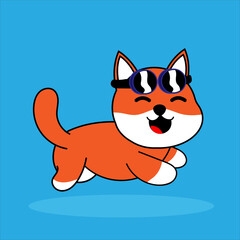 Cute Shiba Inu character. Editable character color. Sticker character. Kawai Shiba Inu dog character 