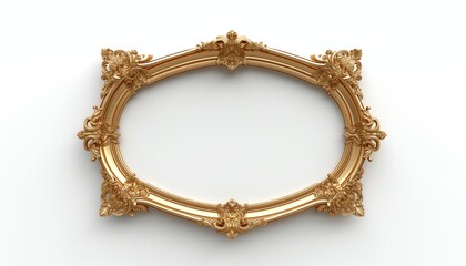 3d illustration. Classic gold frame in the Baroque style